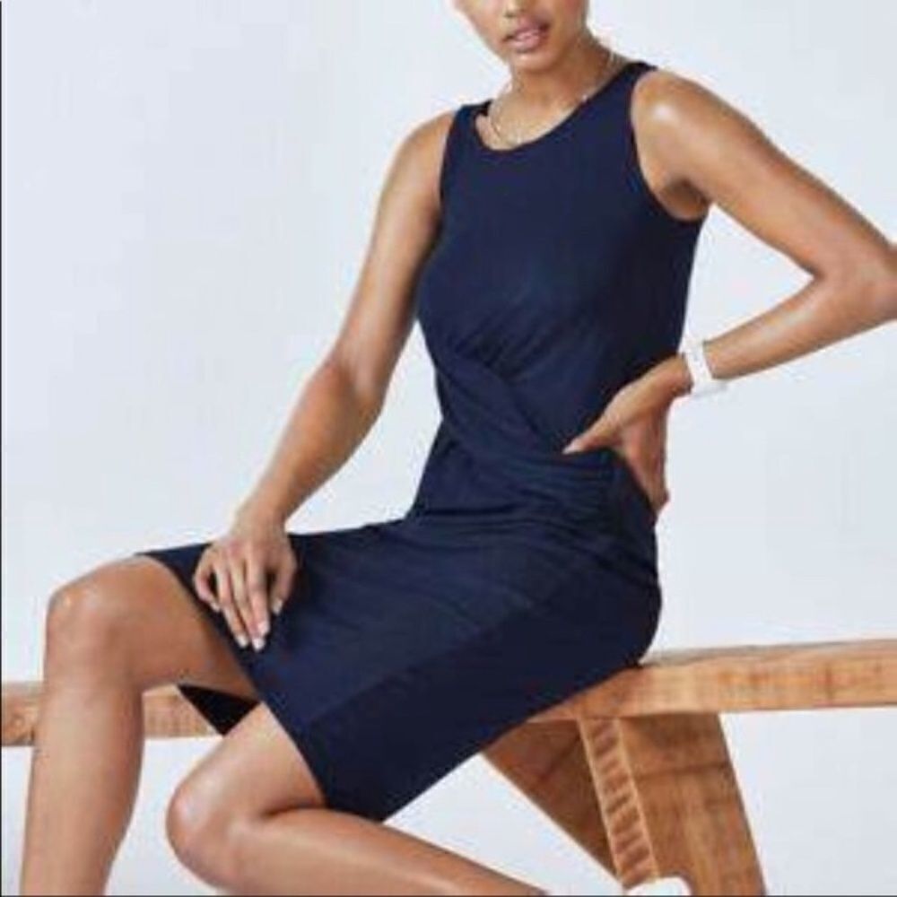 Fabletics Retta Jersey Midi Dress Navy Blue XL